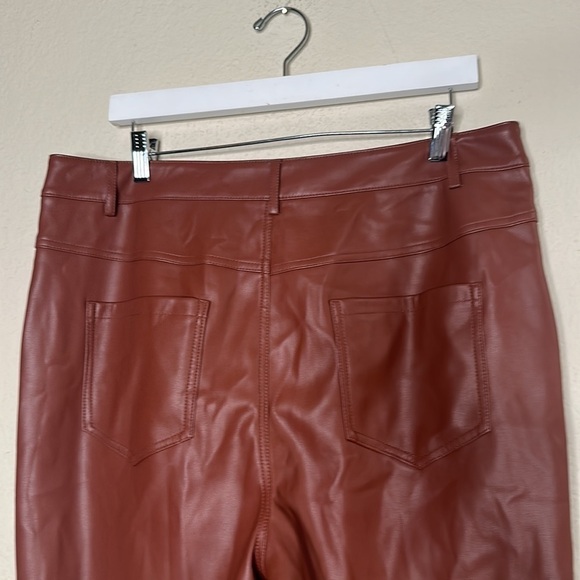 NWOT Anthropologie Laser-Cut Faux Leather Trousers Brown Size 14 Fall Autumn - Picture 12 of 17